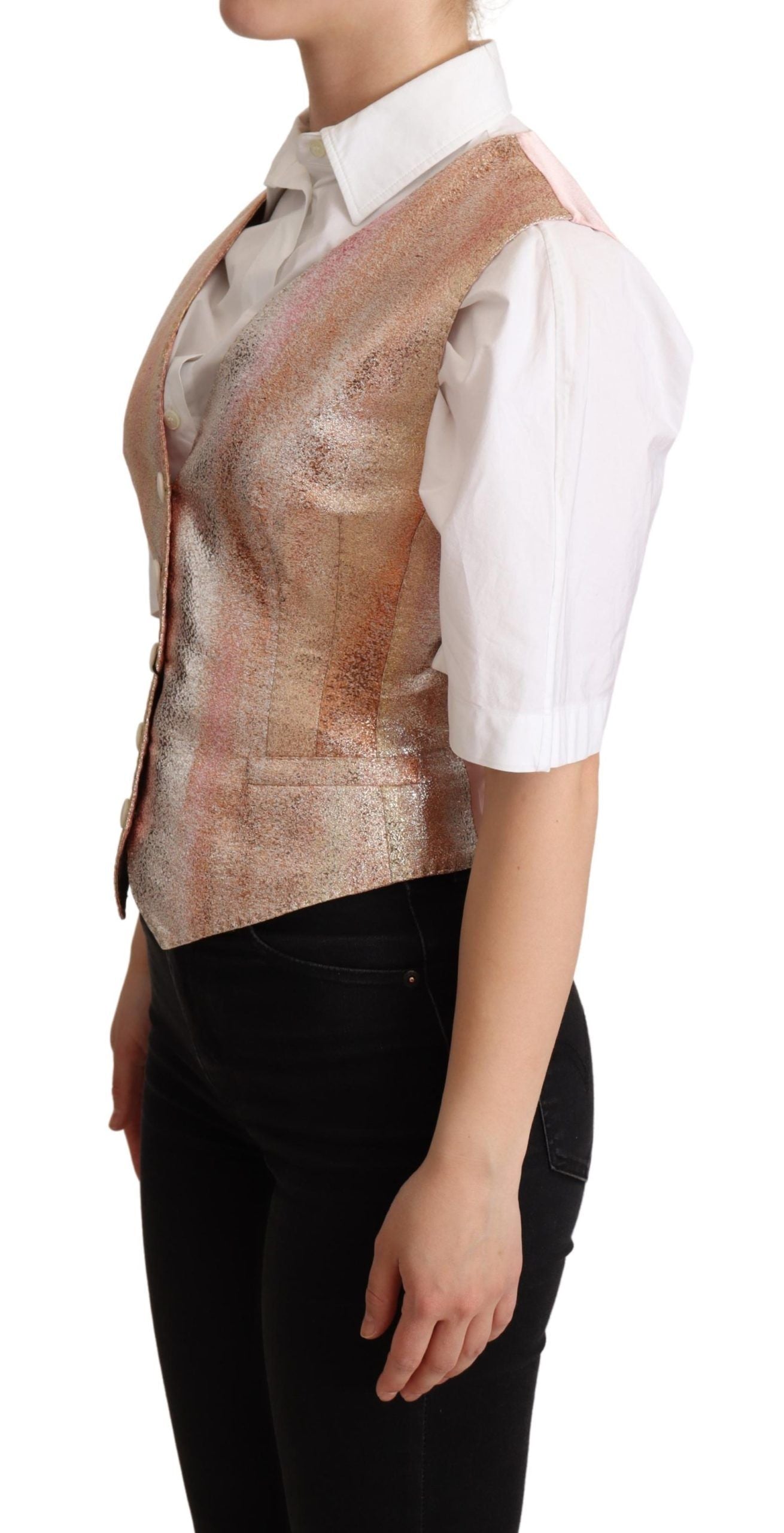 Dolce &amp; Gabbana Elegant pink metallic shine vest