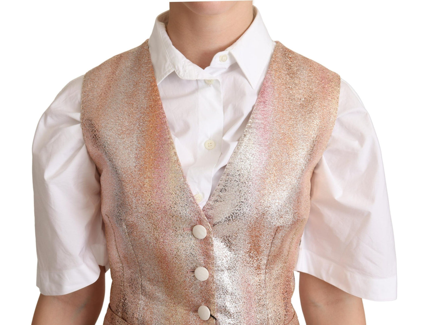 Dolce &amp; Gabbana Elegant pink metallic shine vest