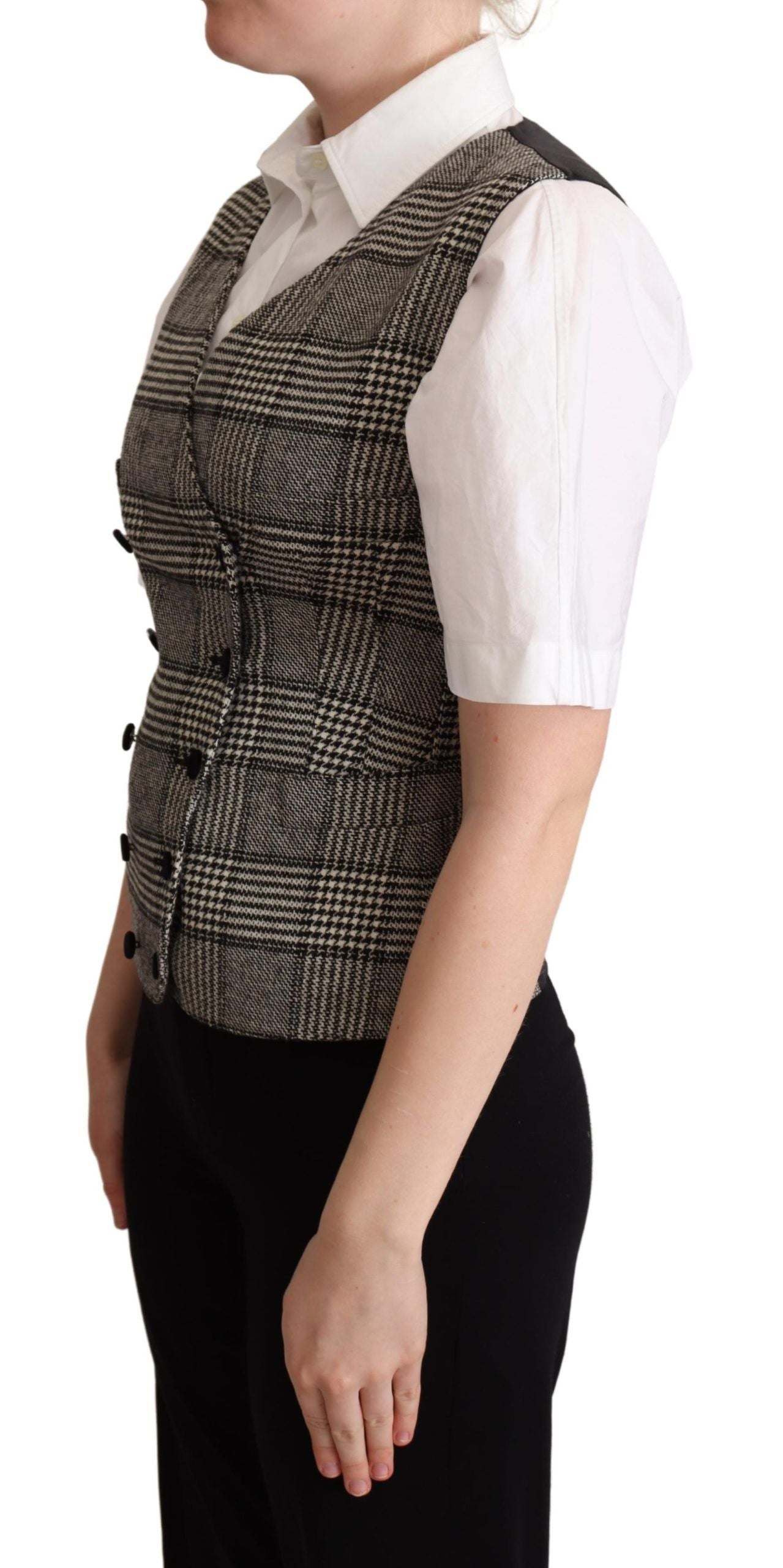 Dolce &amp; Gabbana Elegant checked vest in grey silk blend