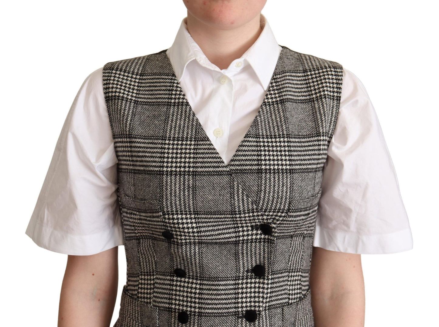 Dolce &amp; Gabbana Elegant checked vest in grey silk blend