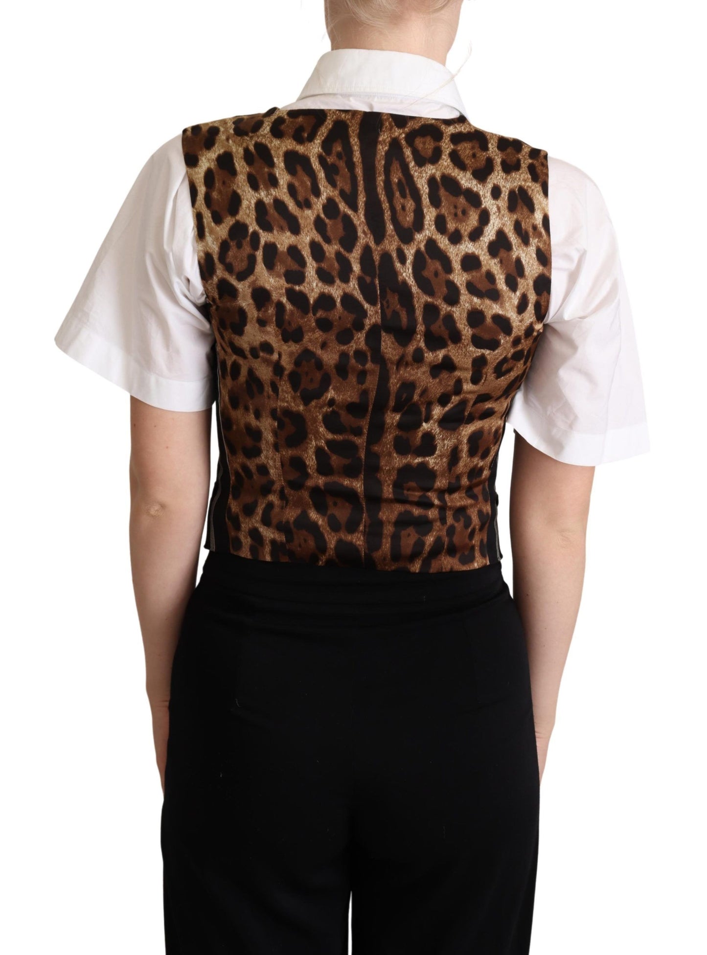 Dolce &amp; Gabbana Chic black vest with leopard print