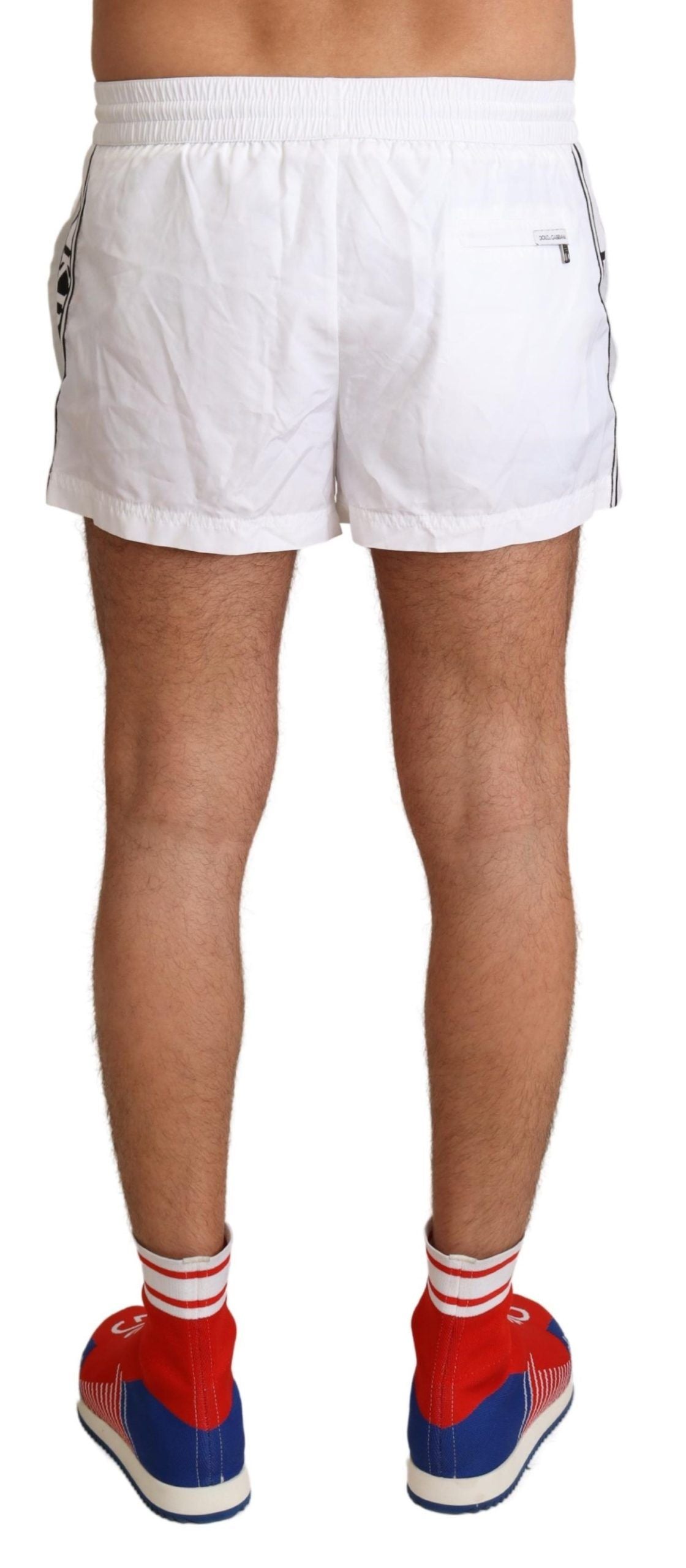 Dolce &amp; Gabbana Elegant white swim shorts with KING motif