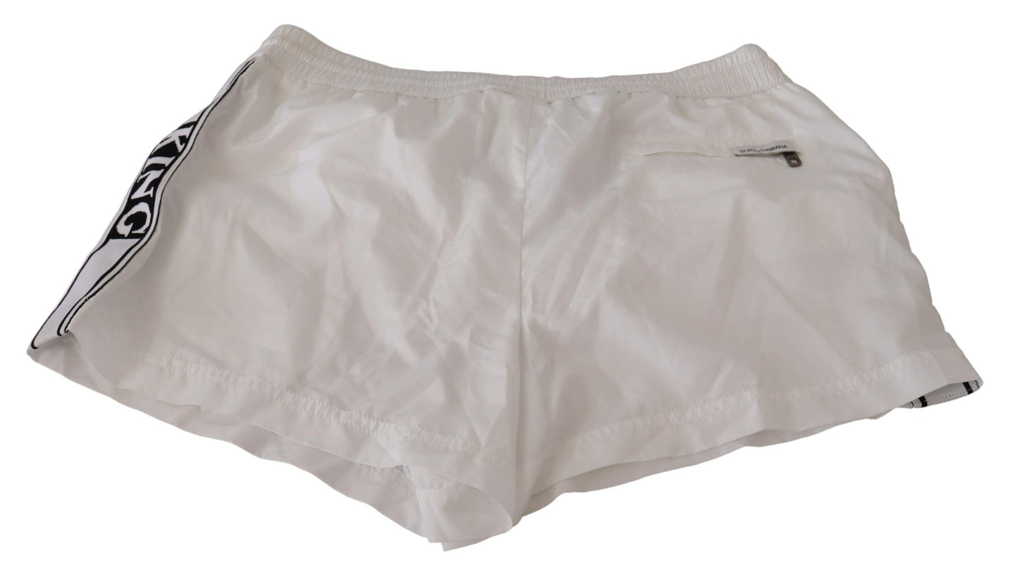 Dolce &amp; Gabbana Elegant white swim shorts with KING motif