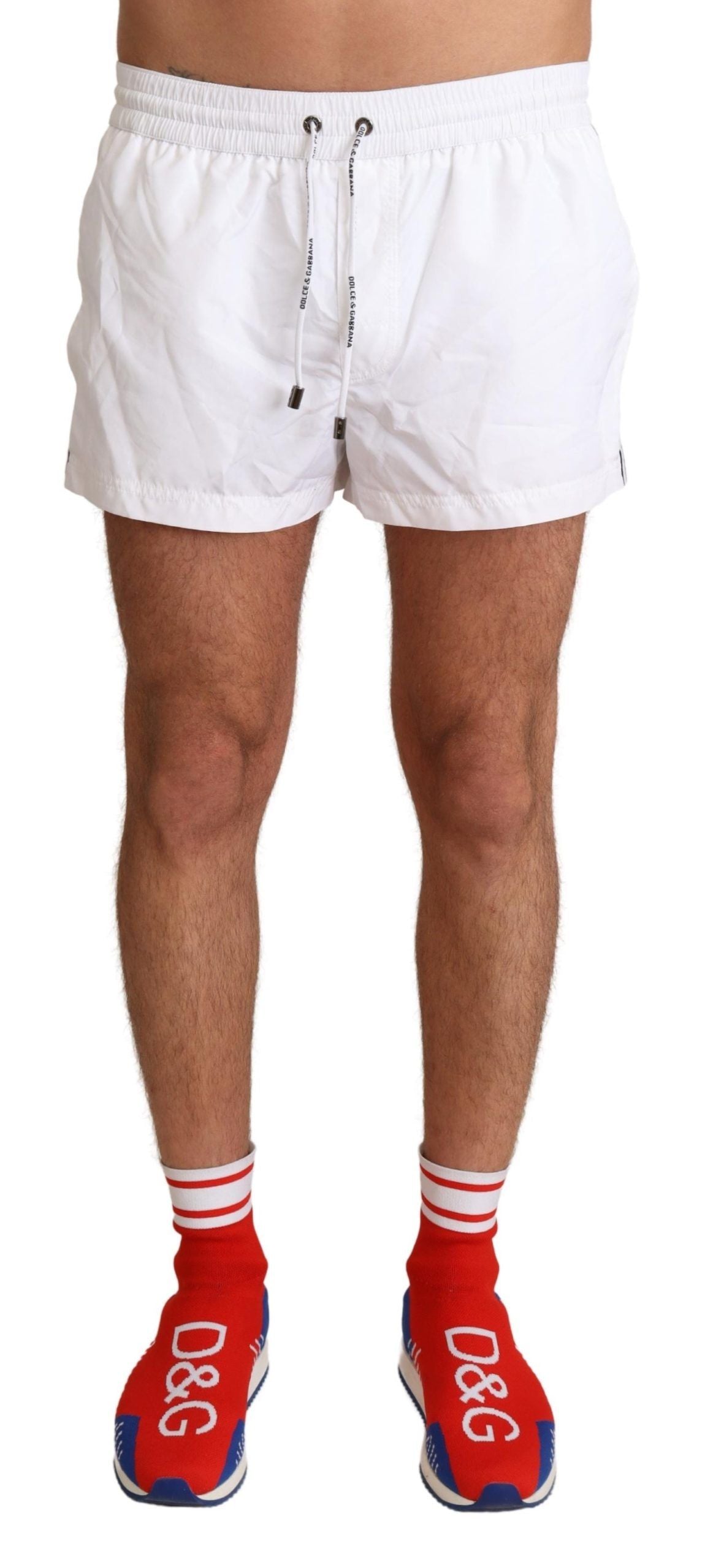 Dolce &amp; Gabbana Elegant white swim shorts with KING motif