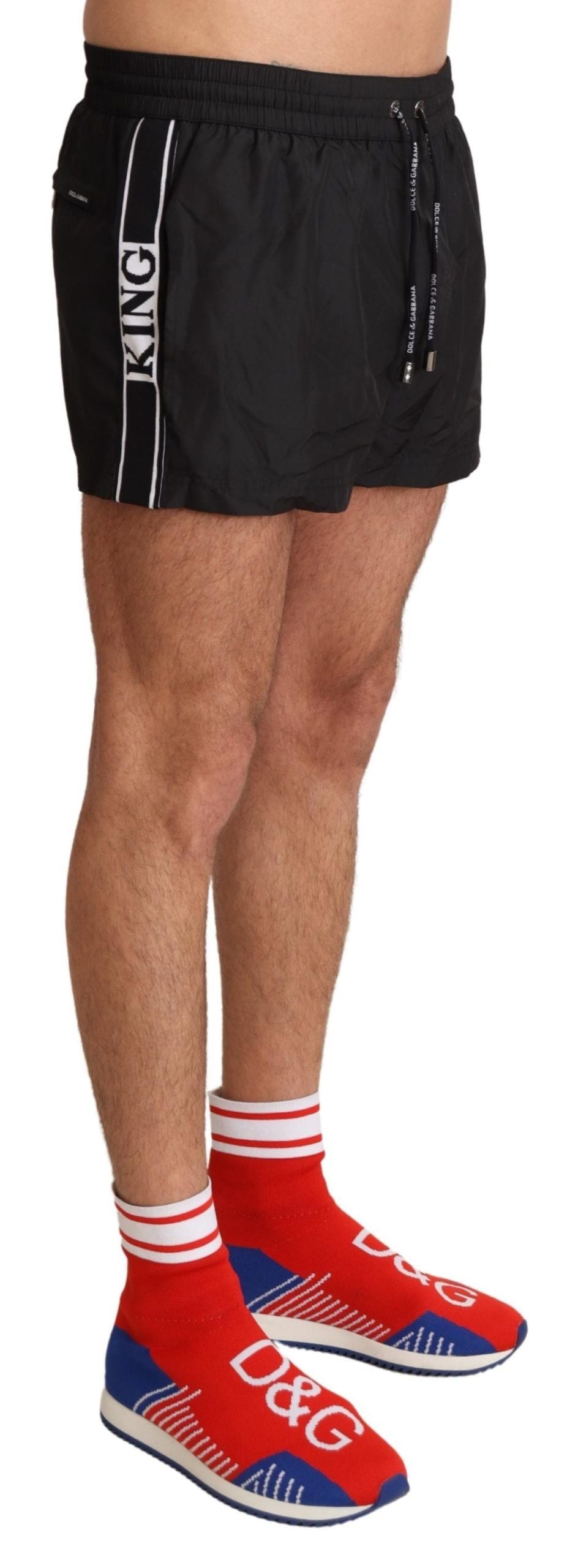 Dolce & Gabbana Elegante schwarze KING Motiv-Badehose