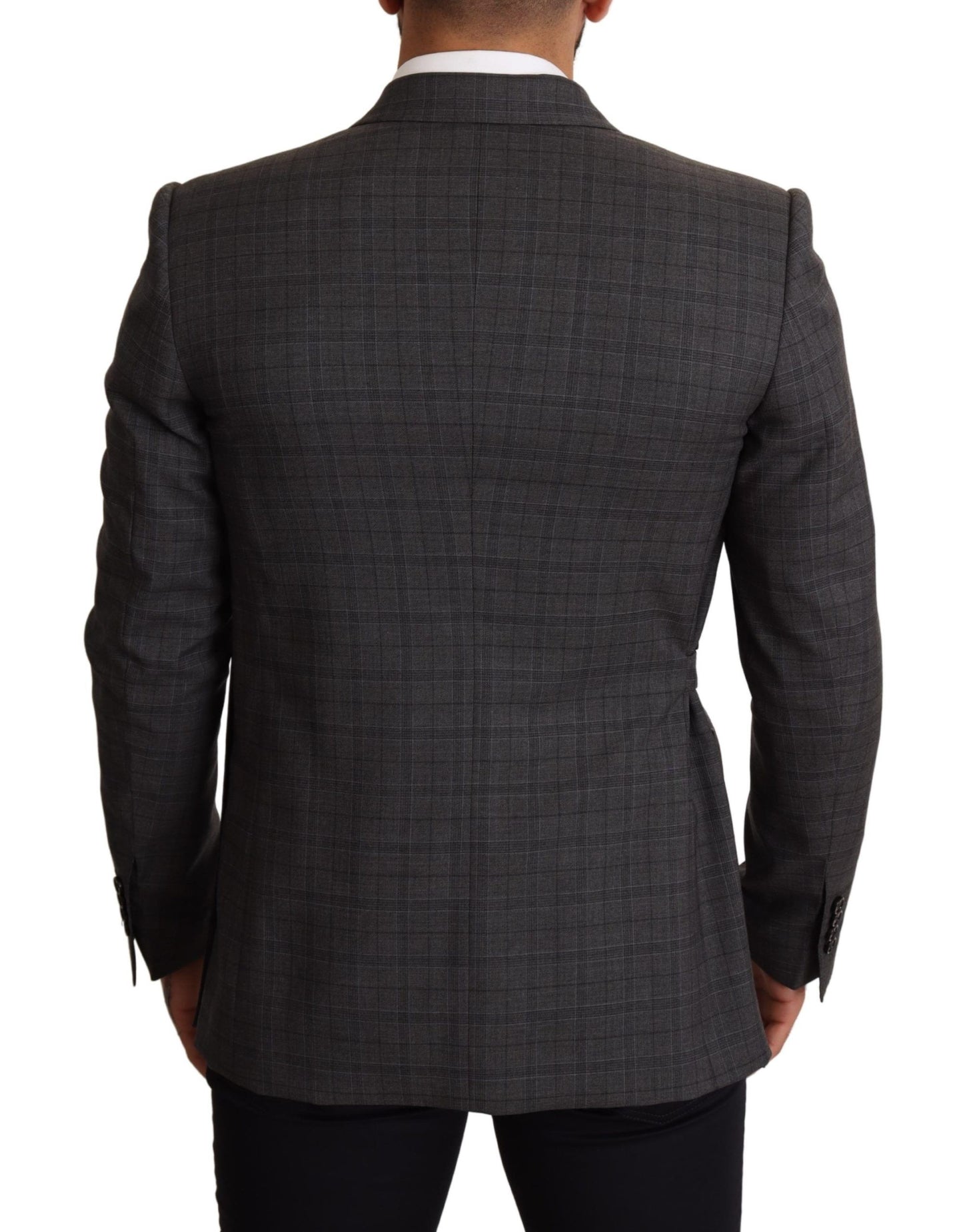 Dolce &amp; Gabbana Chic grey checked martini blazer in slim fit and double breasted