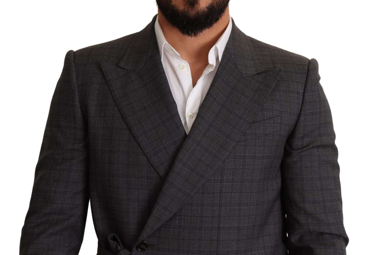 Dolce &amp; Gabbana Chic grey checked martini blazer in slim fit and double breasted