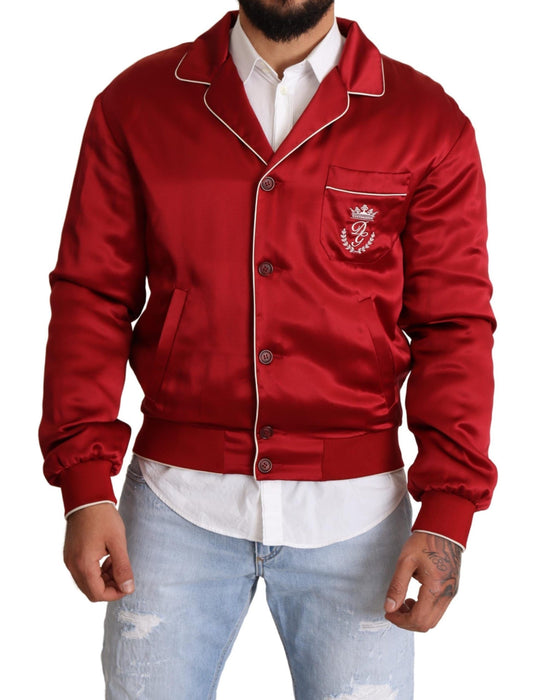 Dolce &amp; Gabbana Gorgeous Red Silk Bomber Jacket