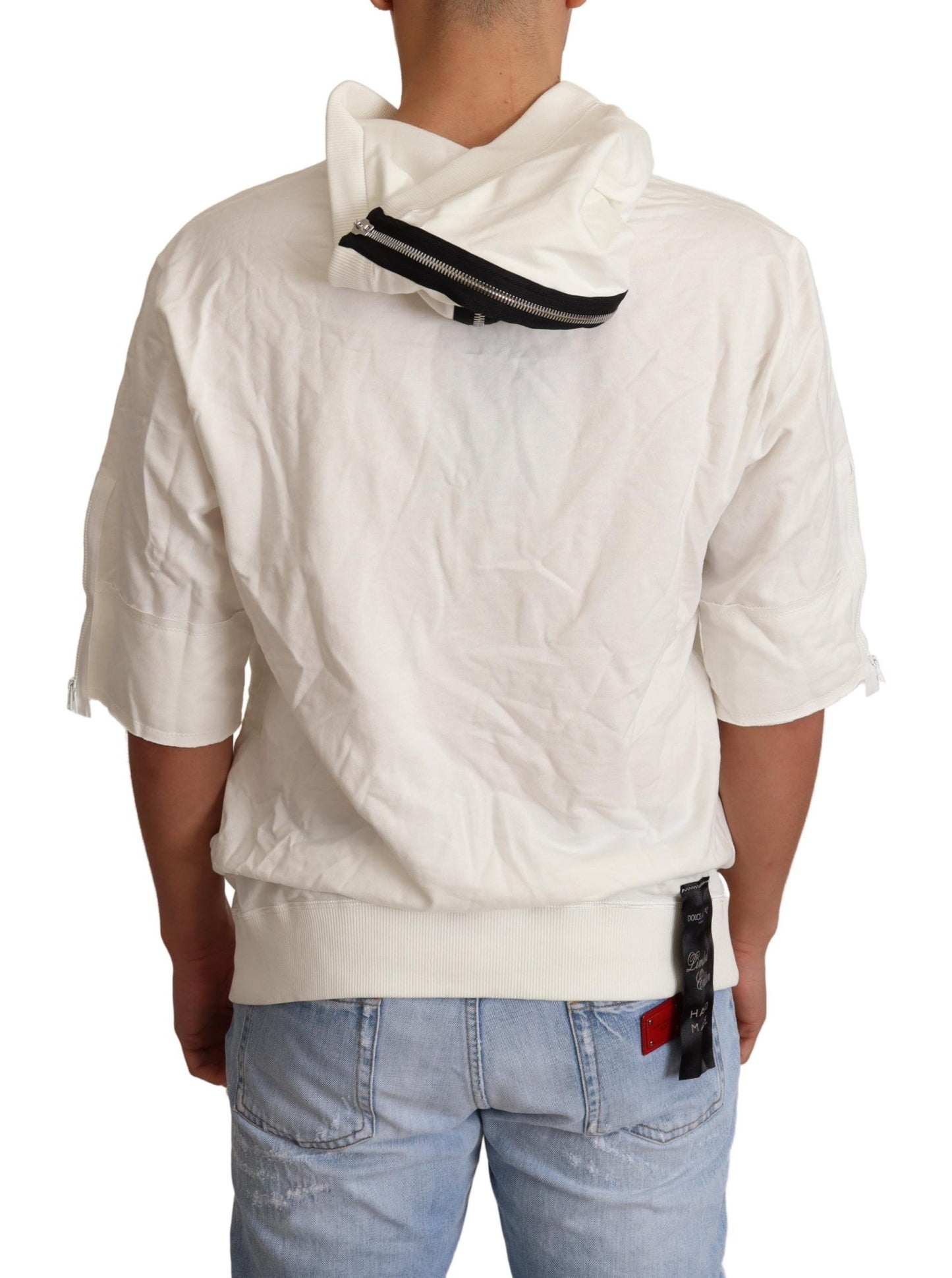 Dolce &amp; Gabbana Exquisite Off-White Cotton Hooded Sweater