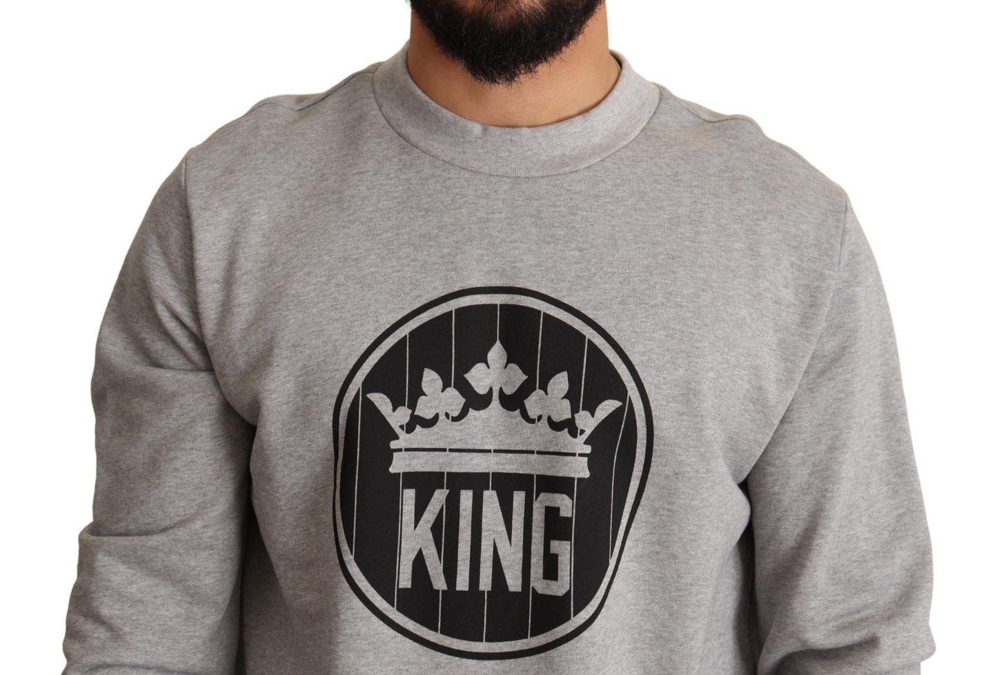 Dolce & Gabbana Regal Crown Pullover aus Baumwolle - Sophisticated Gray