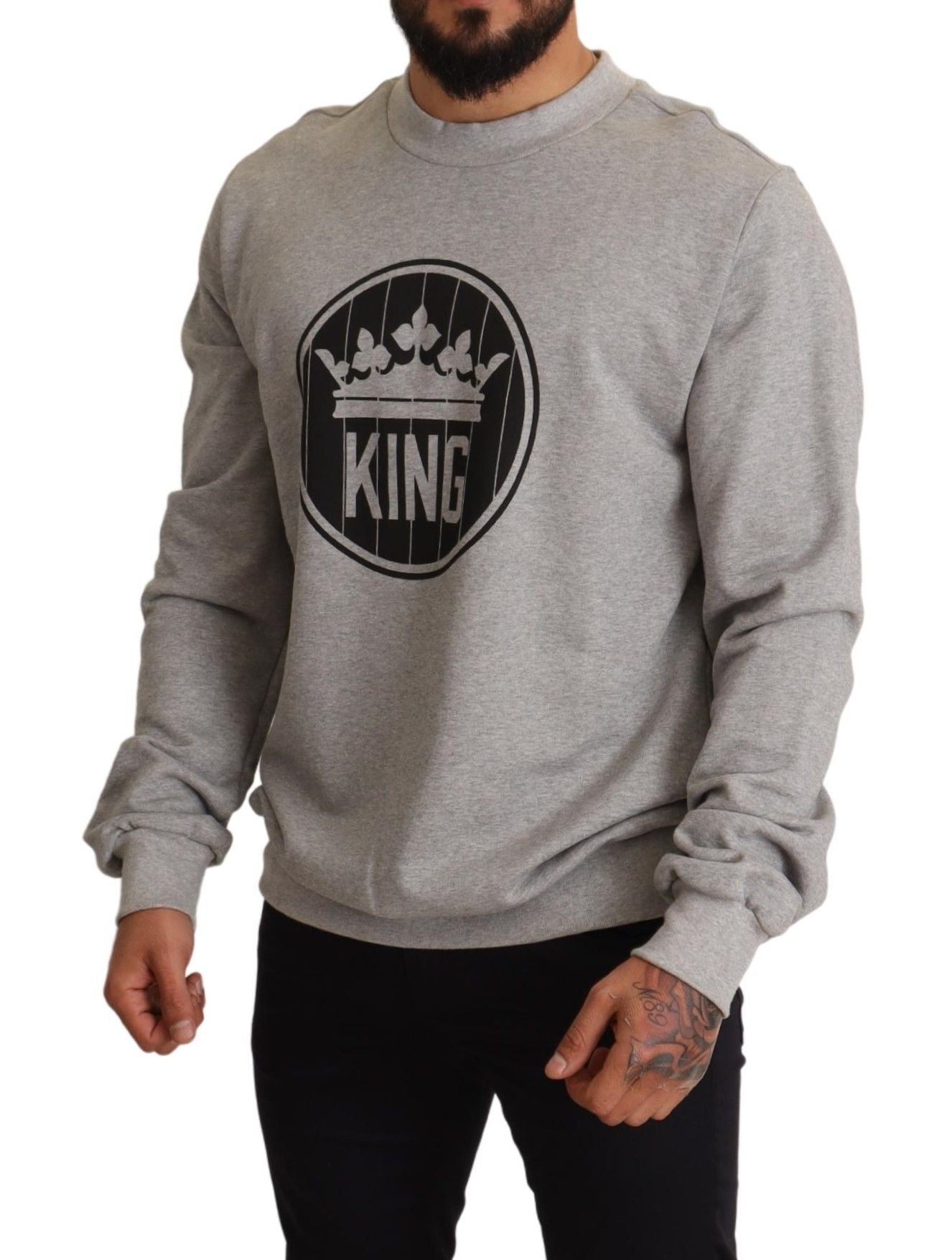 Dolce & Gabbana Regal Crown Pullover aus Baumwolle - Sophisticated Gray