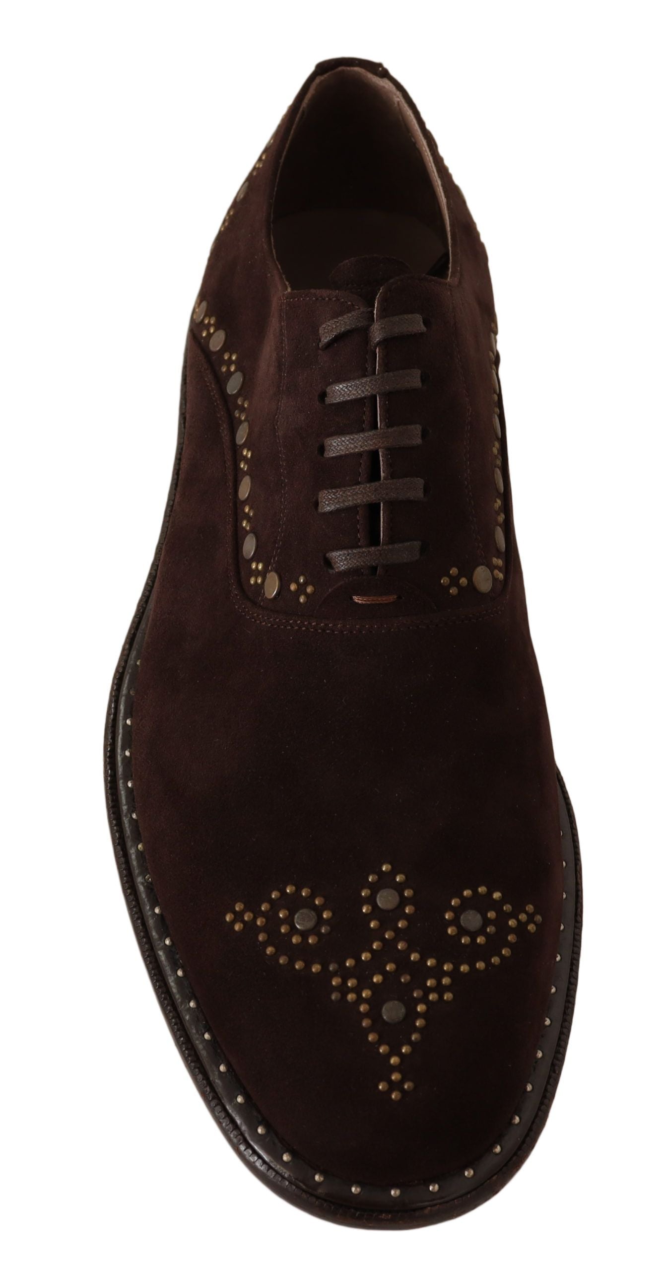 Dolce &amp; Gabbana Elegant Derby Shoes in Brown Suede with Studs