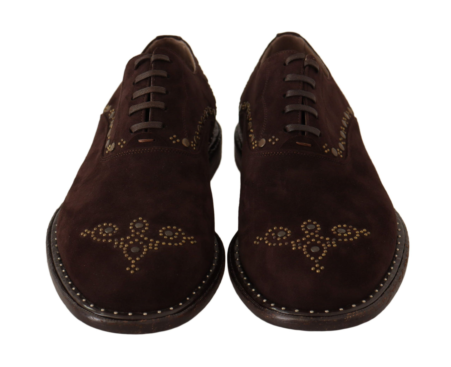 Dolce &amp; Gabbana Elegant Derby Shoes in Brown Suede with Studs