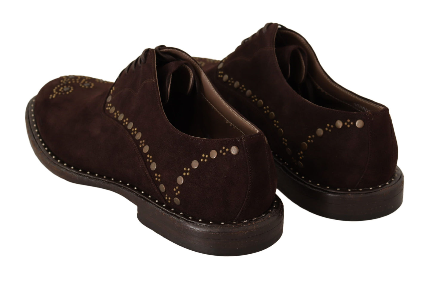 Dolce &amp; Gabbana Elegant Derby Shoes in Brown Suede with Studs