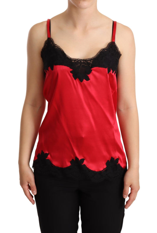 Dolce &amp; Gabbana Charming Red Silk Blend Lace Camisole