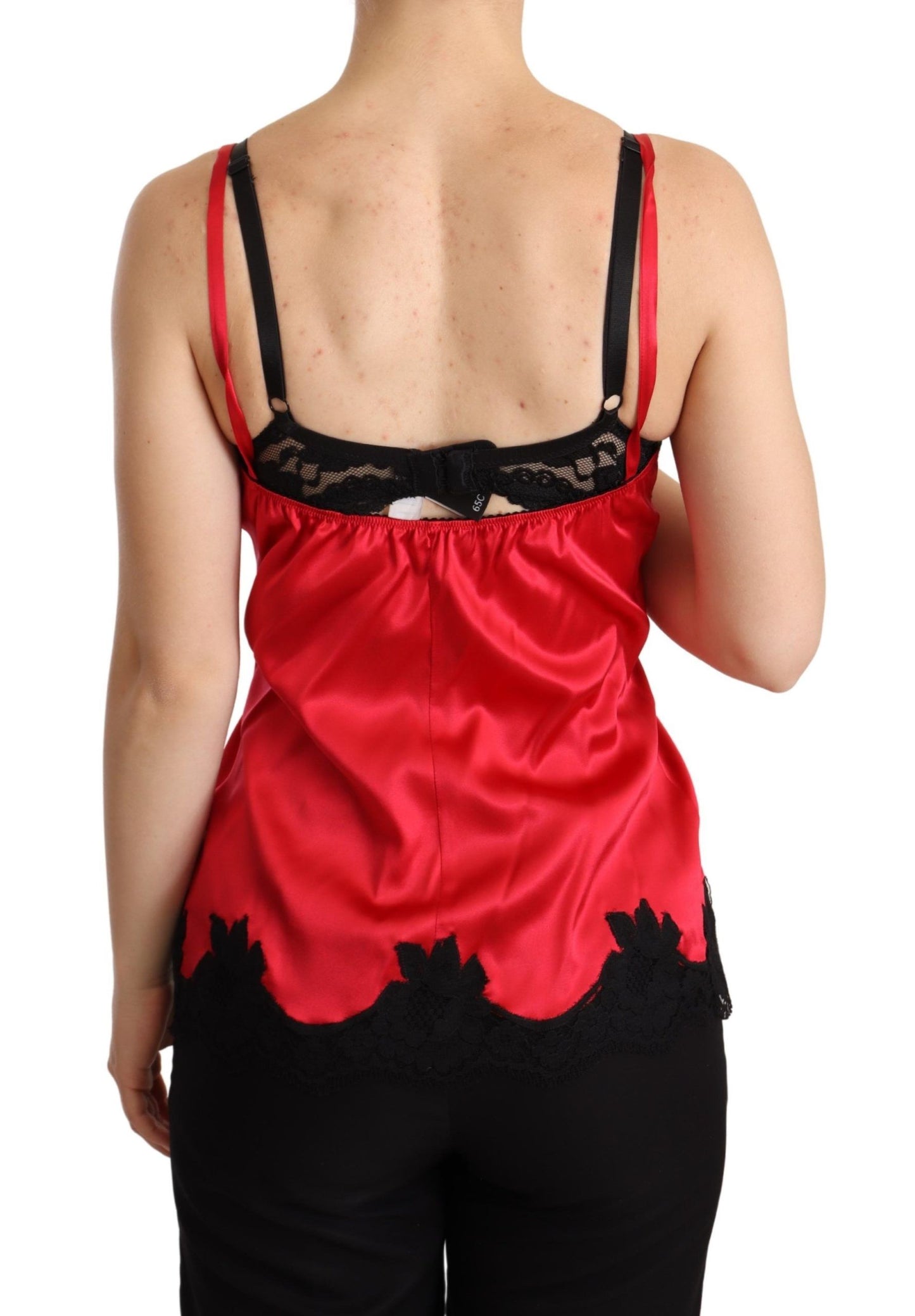 Dolce &amp; Gabbana Charming Red Silk Blend Lace Camisole