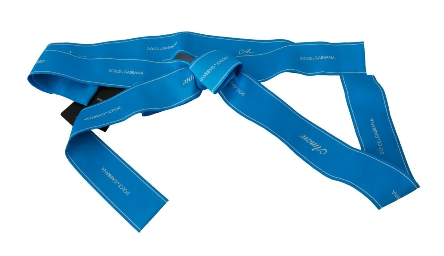 Dolce &amp; Gabbana Elegant Bow Snap Blue Belt