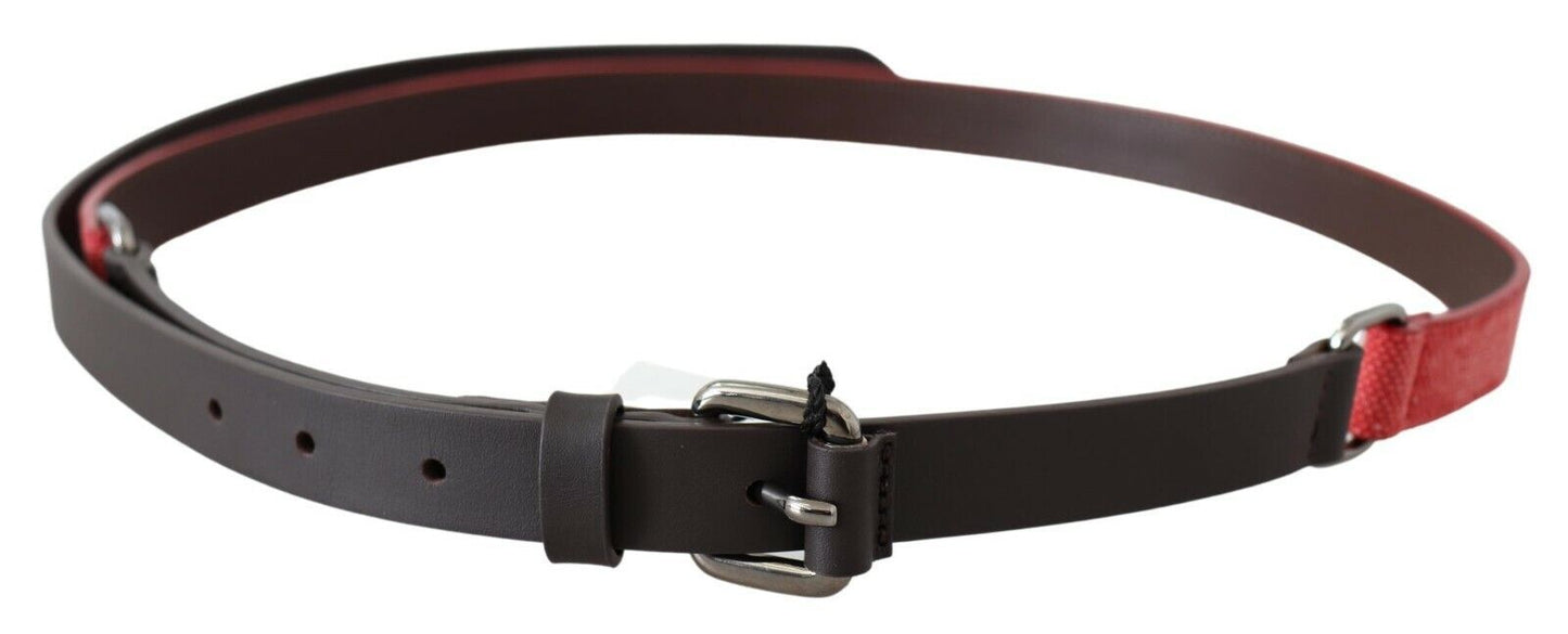 Costume National Elegant Reddish Brown Leather Belt for Fashion