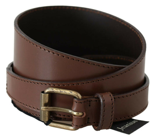 PLEIN SUD Chic brown leather belt with bronze hardware