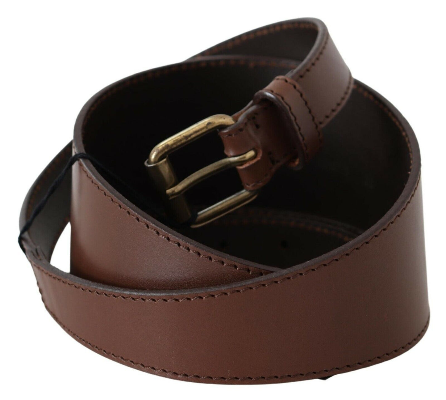 PLEIN SUD Chic brown leather belt with bronze hardware