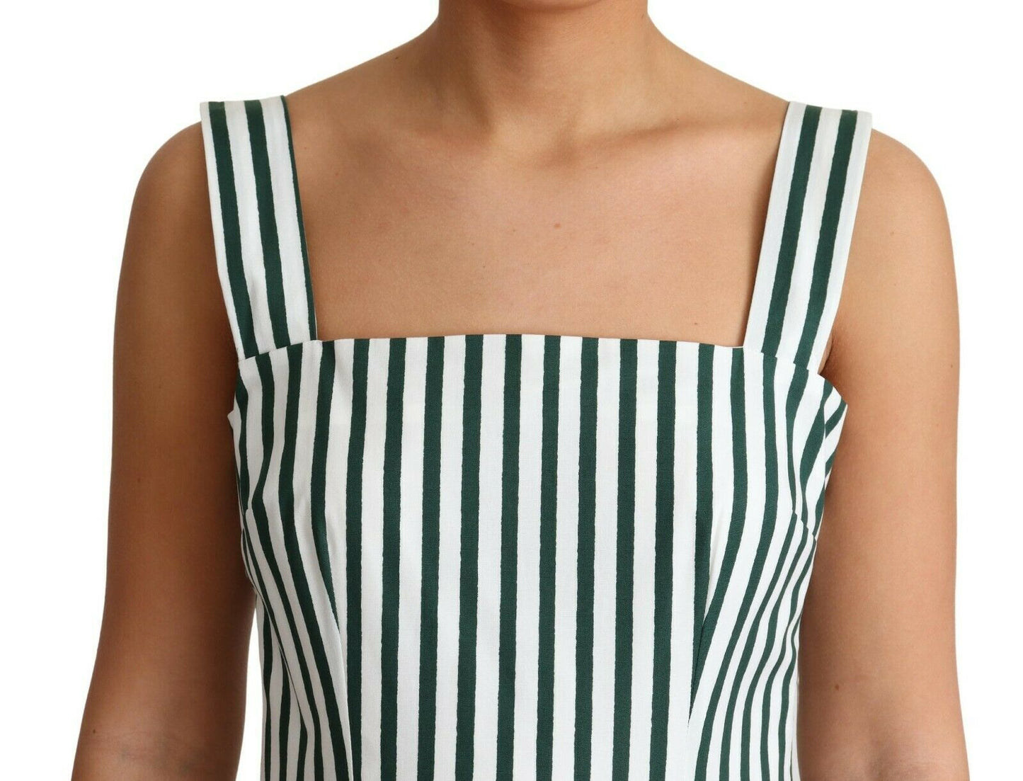 Dolce &amp; Gabbana Chic sleeveless A-line dress in white &amp; green