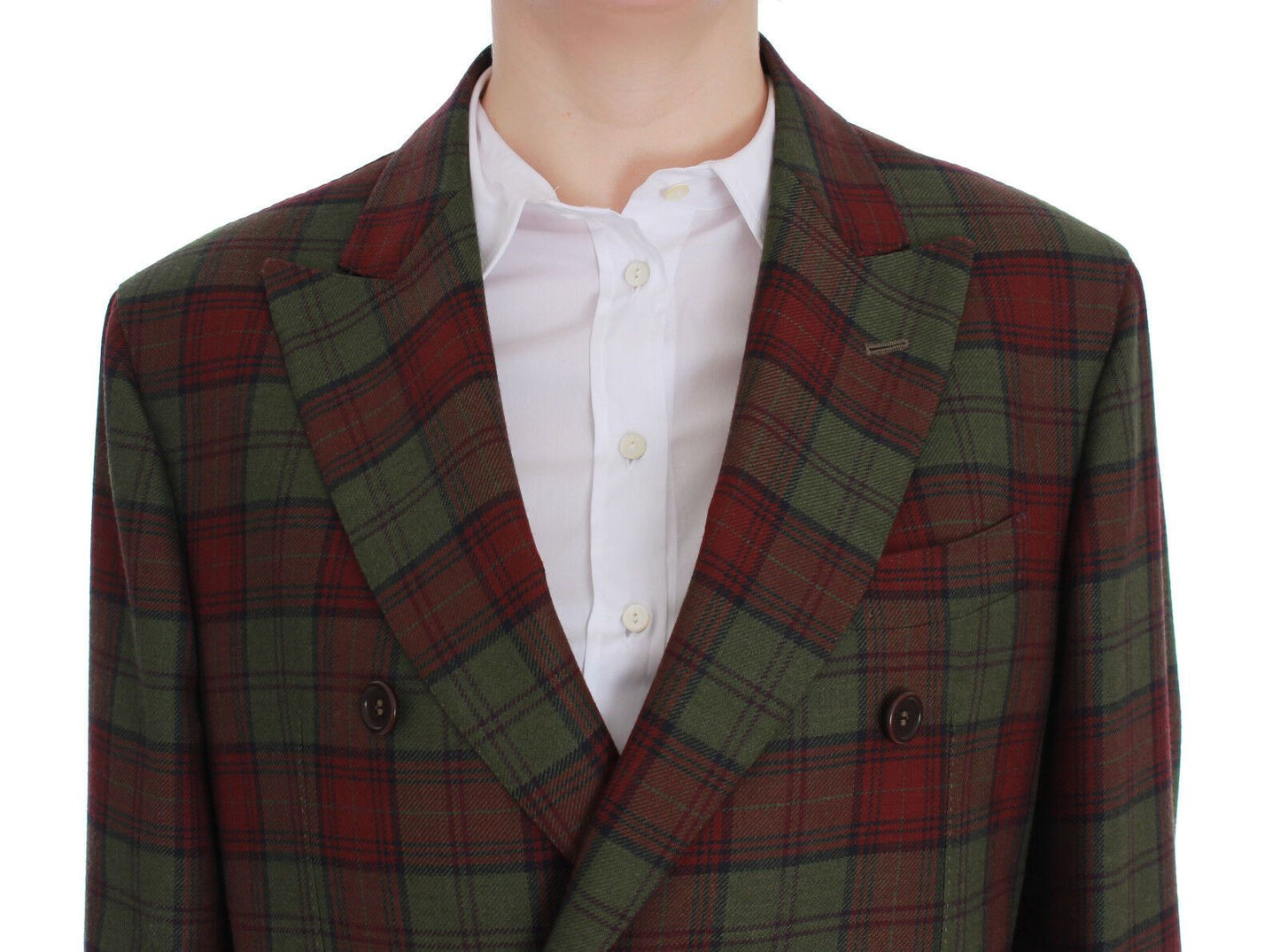 BENCIVENGA Elegant double-breasted wool blazer with check pattern