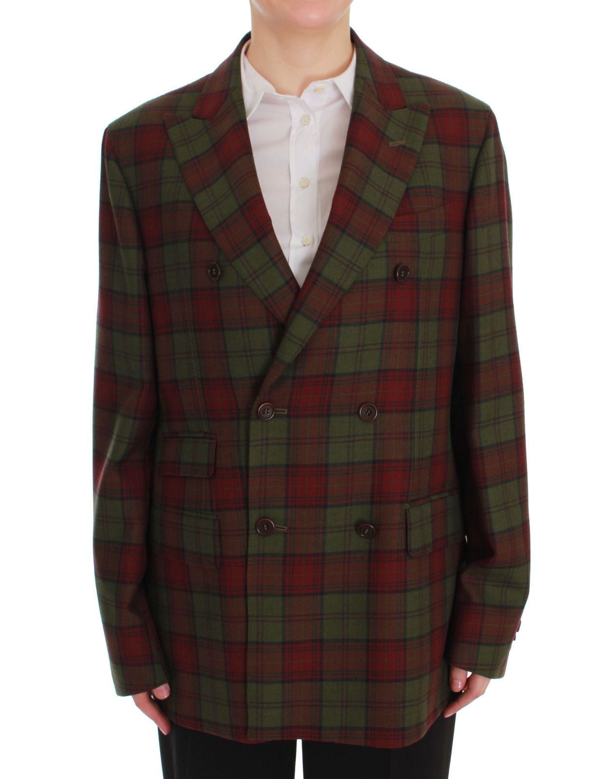 BENCIVENGA Elegant double-breasted wool blazer with check pattern