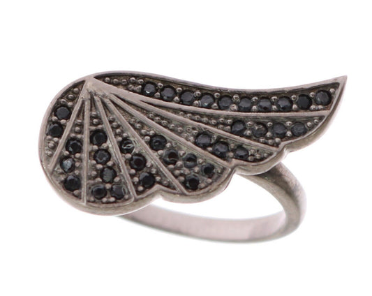 Nialaya Schwarzer Rhodium Silber Kristall Ring