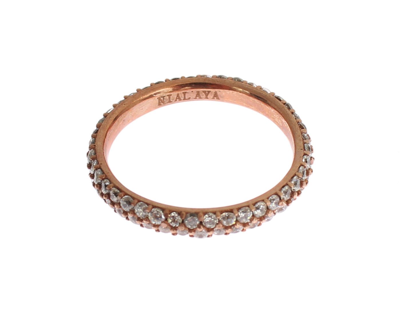 Nialaya Chic Pink Crystal Encrusted Silver Ring