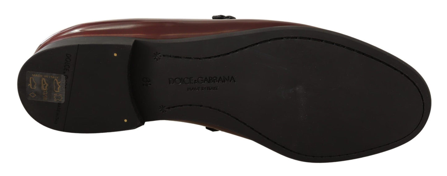 Dolce &amp; Gabbana Elegant burgundy leather loafers