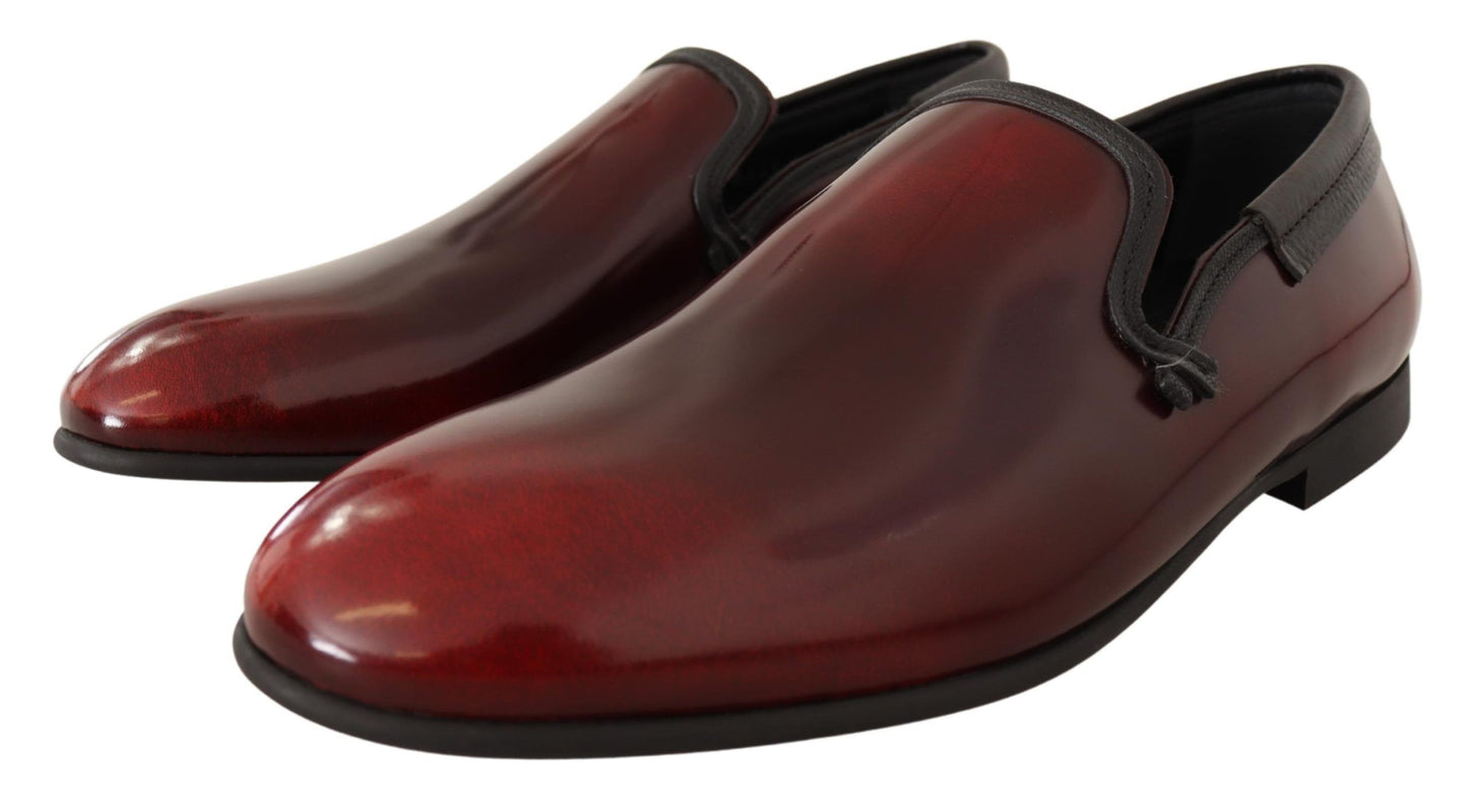 Dolce &amp; Gabbana Elegant burgundy leather loafers