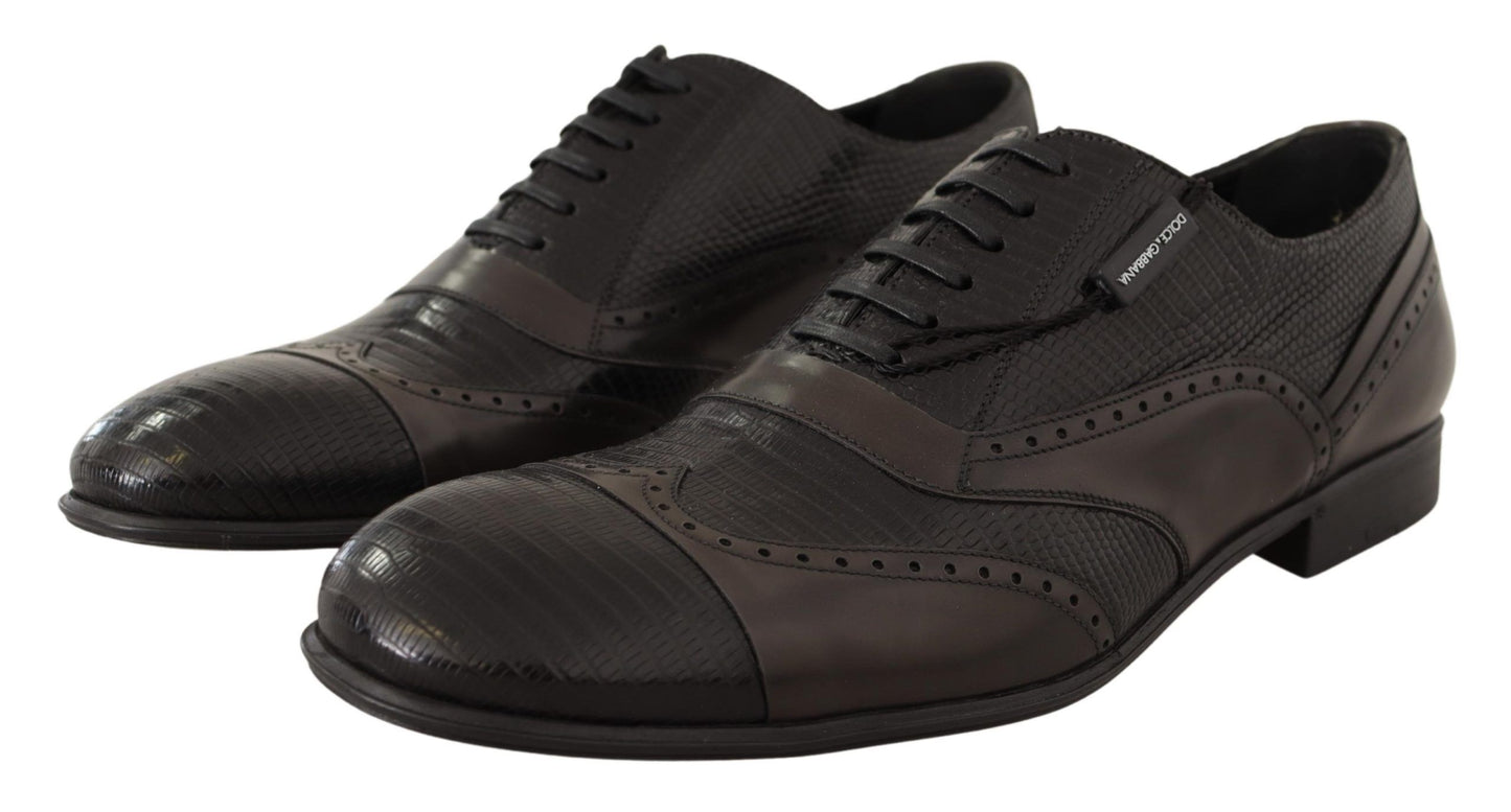 Dolce & Gabbana Elegante Oxford-Schuhe aus braunem Eidechsenleder