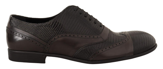 Dolce & Gabbana Elegante Oxford-Schuhe aus braunem Eidechsenleder