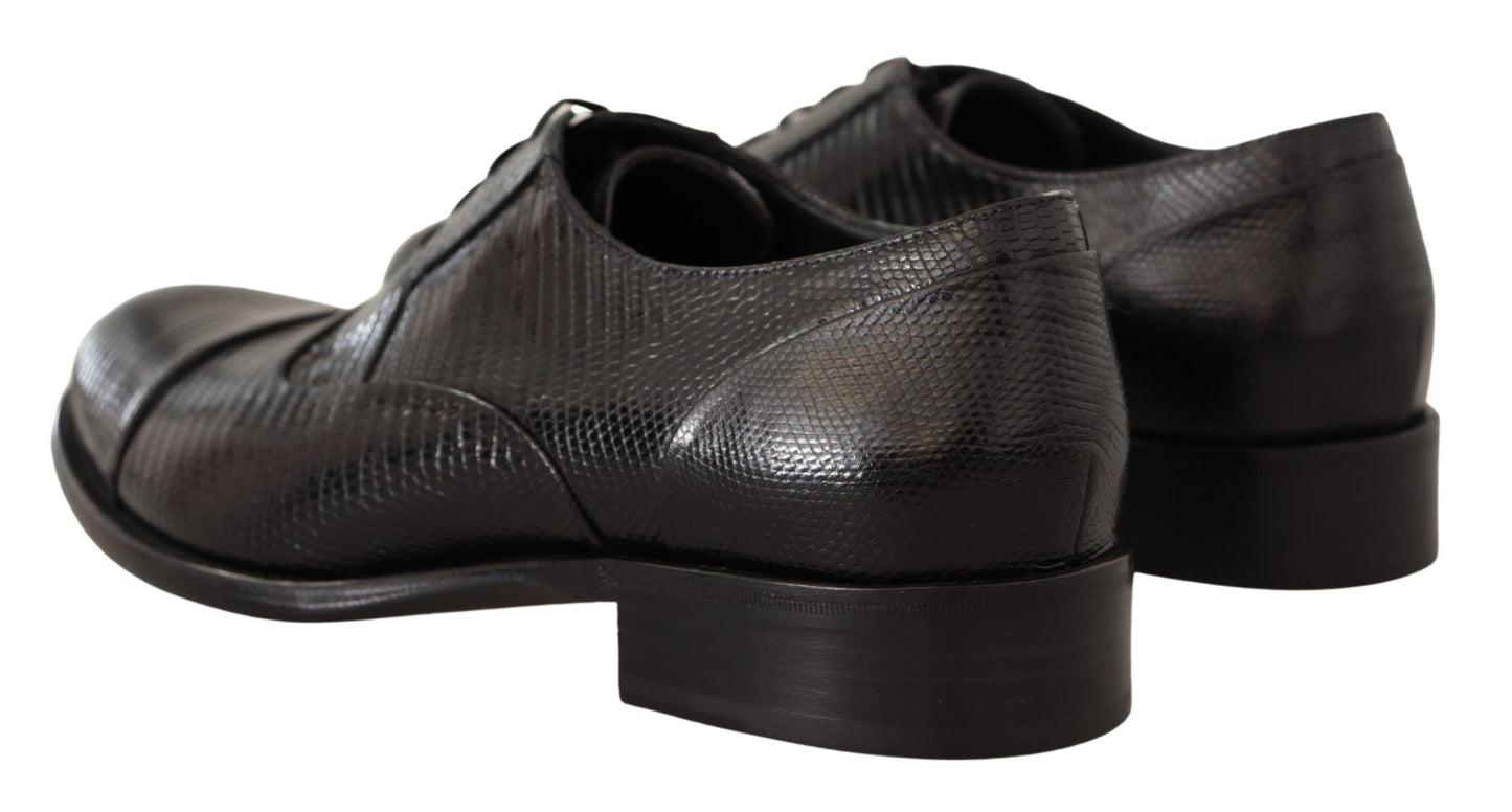 Dolce &amp; Gabbana Elegant Black Lizard Skin Derby Shoes