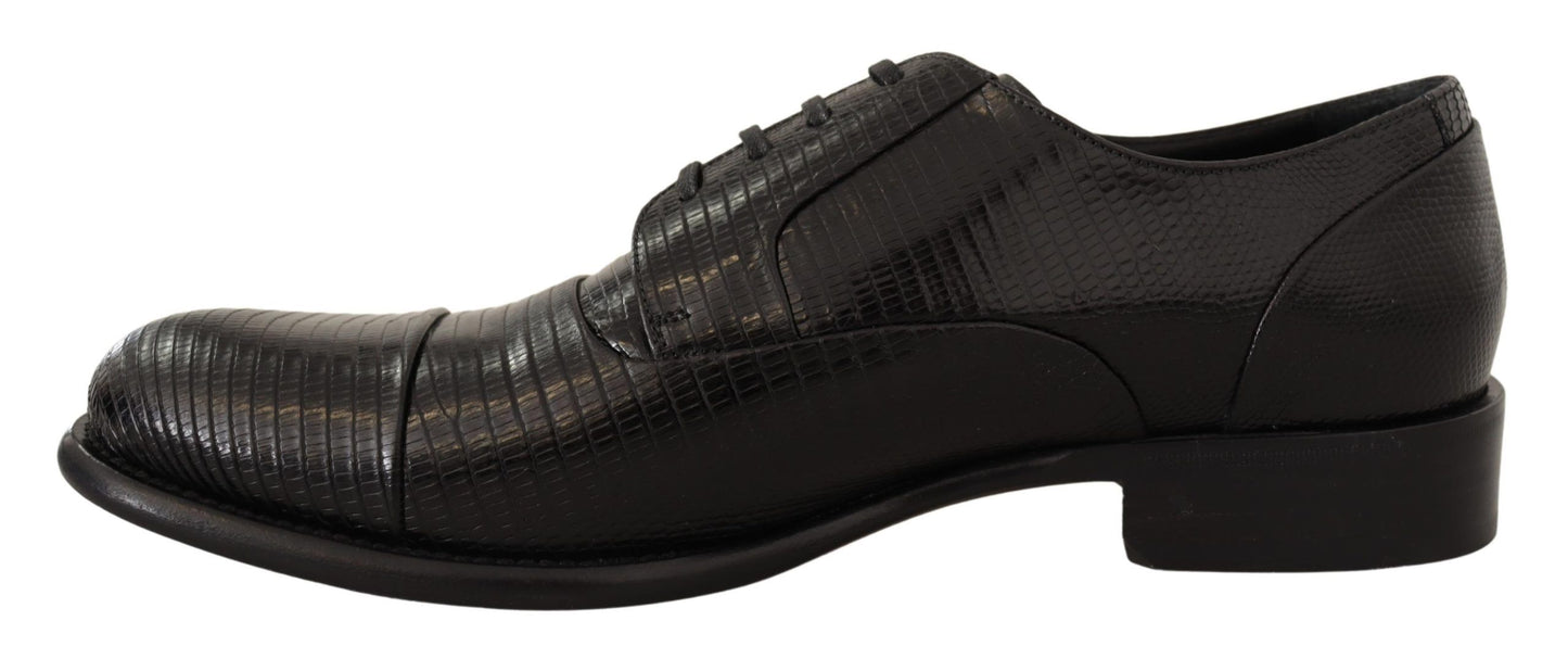 Dolce &amp; Gabbana Elegant Black Lizard Skin Derby Shoes