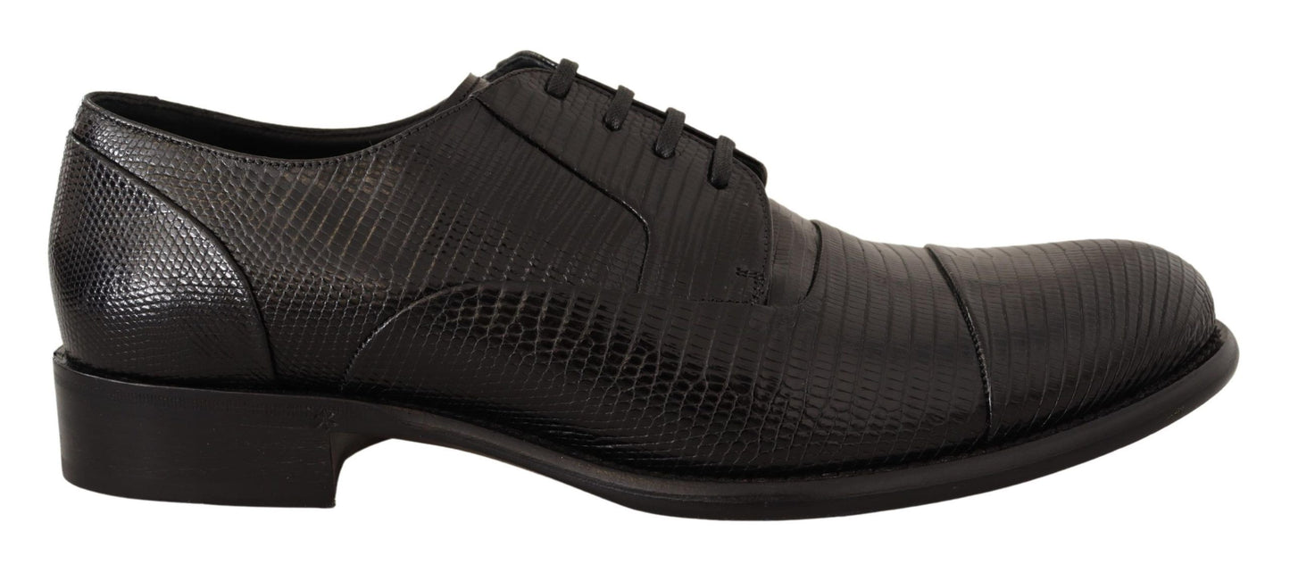 Dolce &amp; Gabbana Elegant Black Lizard Skin Derby Shoes