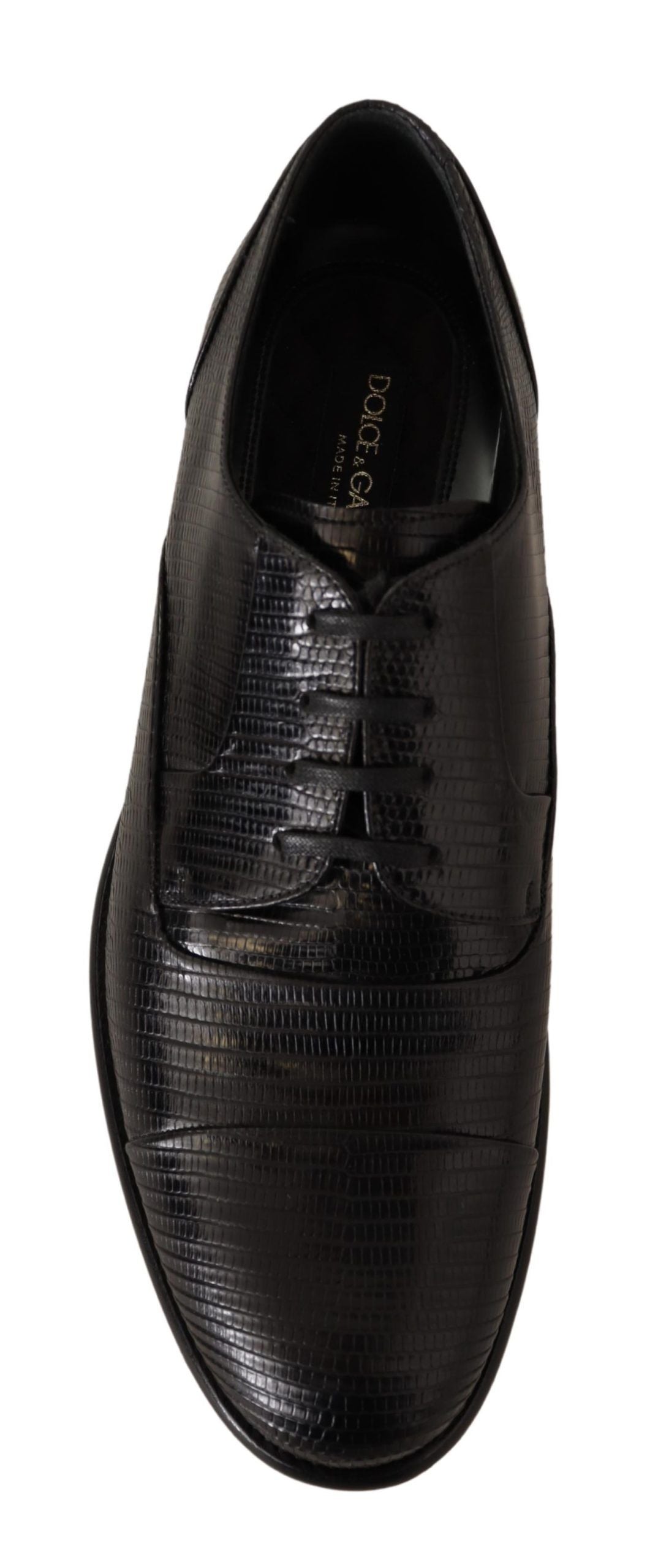 Dolce &amp; Gabbana Elegant Black Lizard Skin Derby Shoes