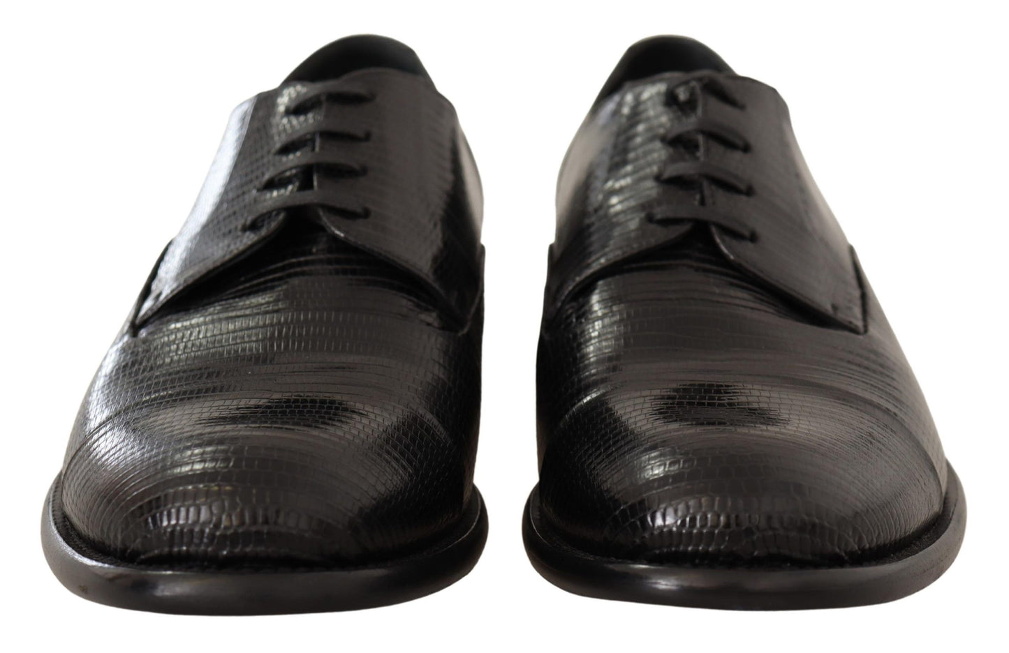 Dolce &amp; Gabbana Elegant Black Lizard Skin Derby Shoes