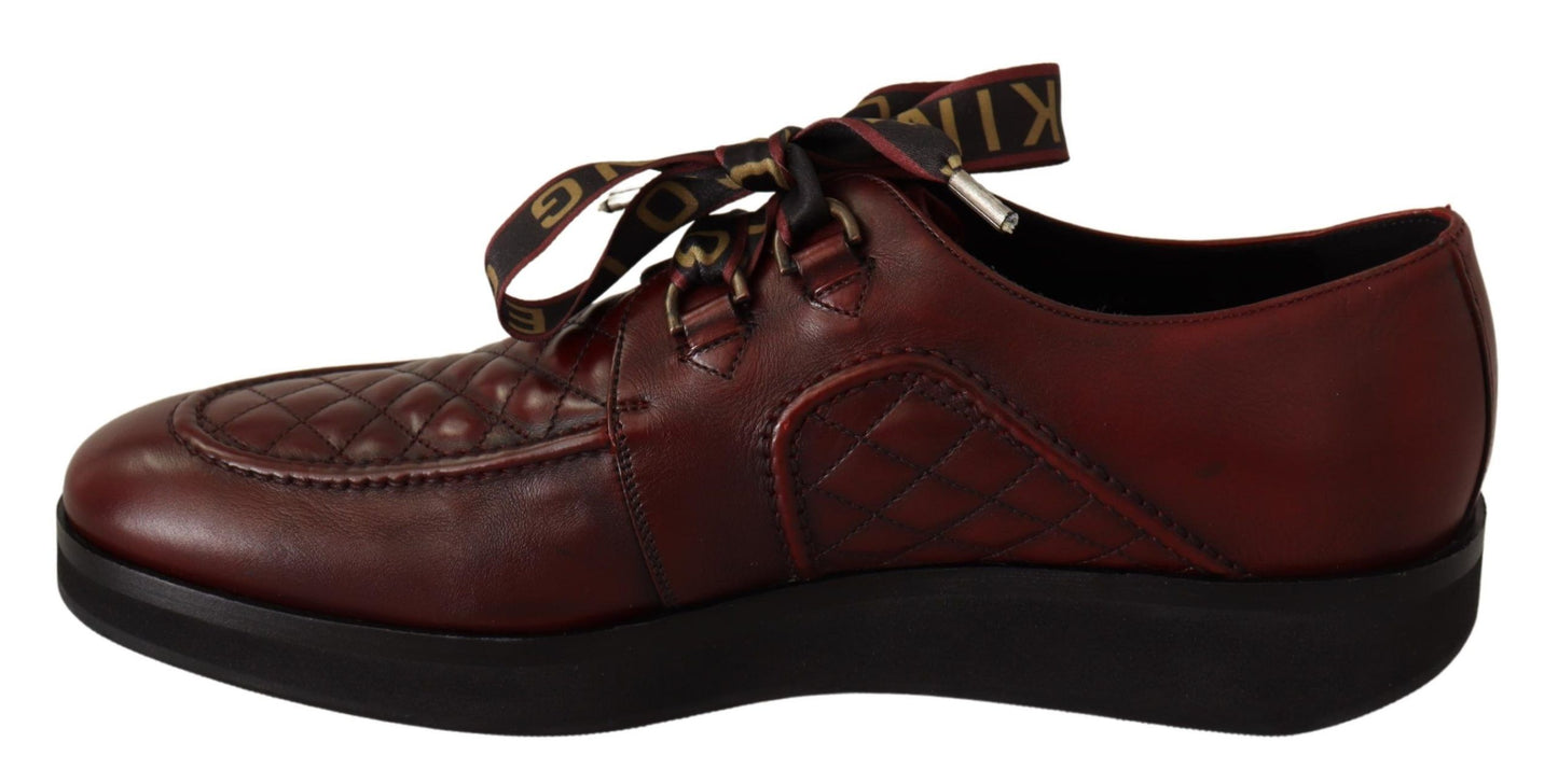 Dolce &amp; Gabbana Elegant Bordeaux Derby Leather Shoes