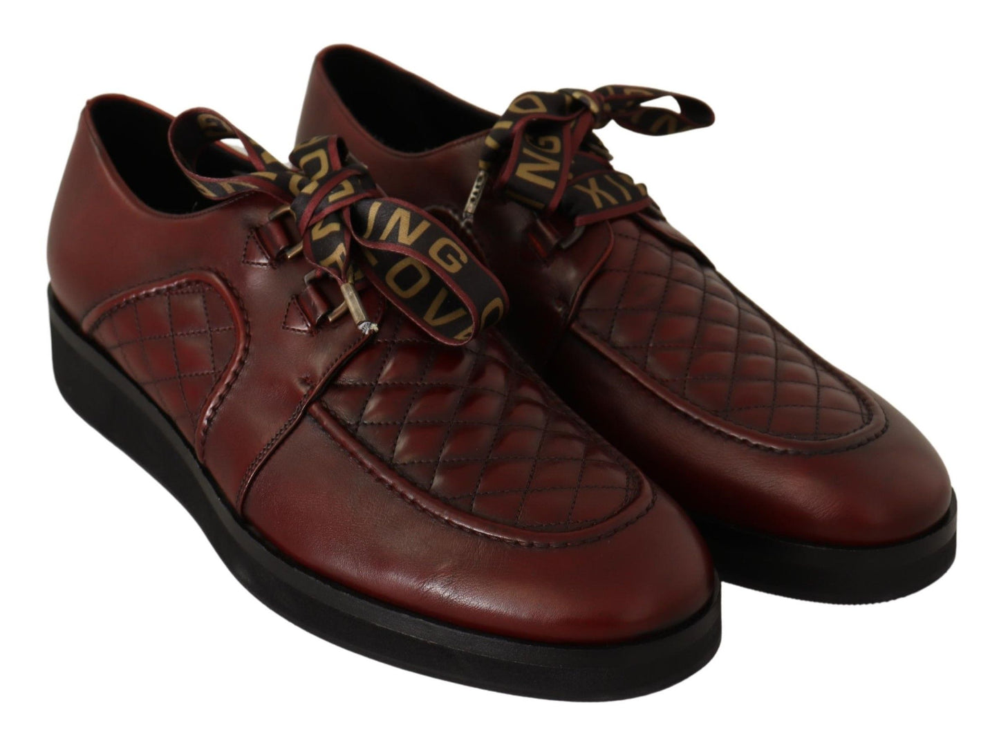 Dolce &amp; Gabbana Elegant Bordeaux Derby Leather Shoes