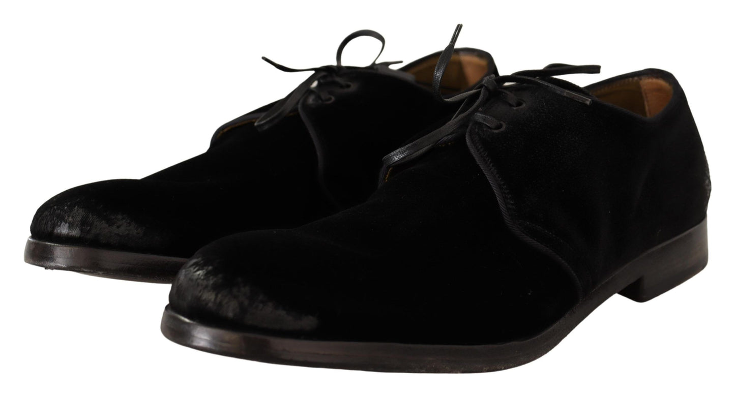 Dolce &amp; Gabbana Elegant Derby Shoes in Black Velvet