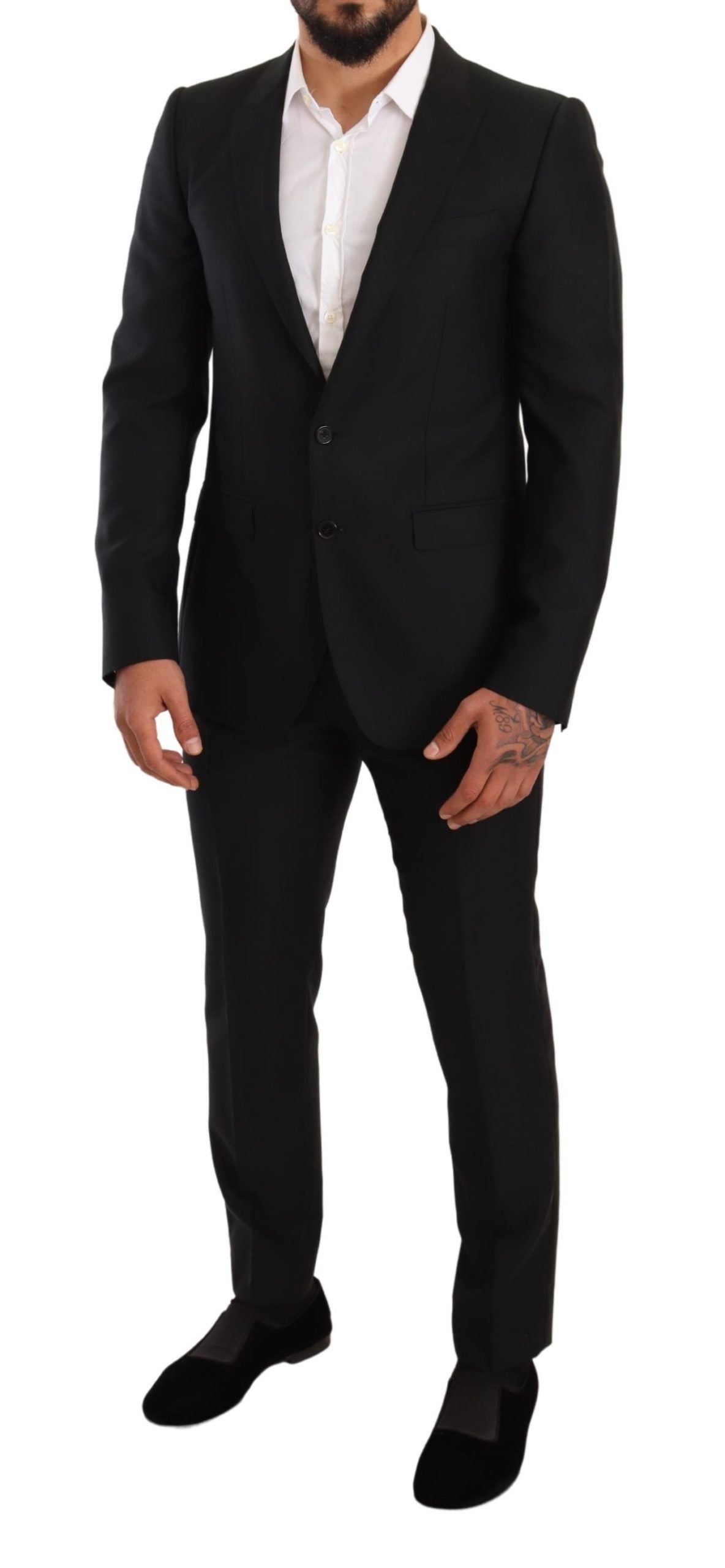 Dolce &amp; Gabbana Smooth black virgin wool martini suit