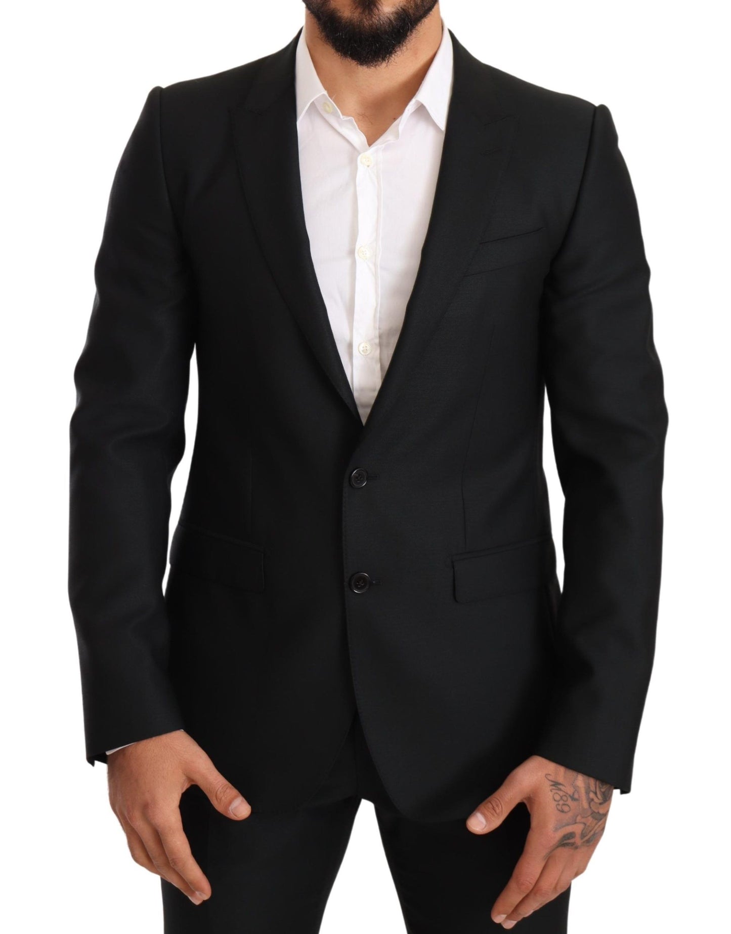 Dolce &amp; Gabbana Smooth black virgin wool martini suit