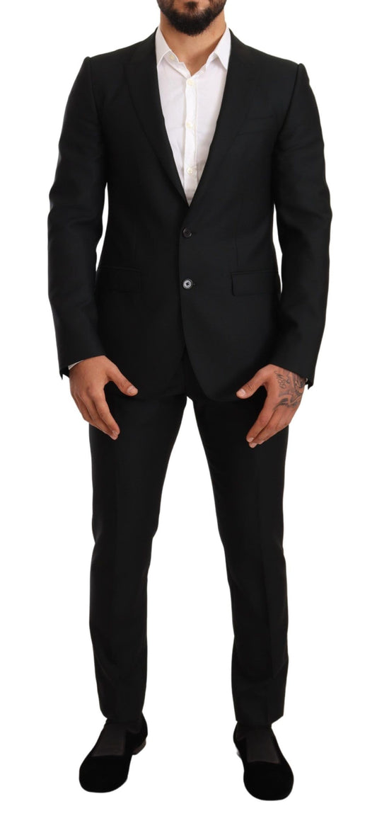 Dolce &amp; Gabbana Smooth black virgin wool martini suit