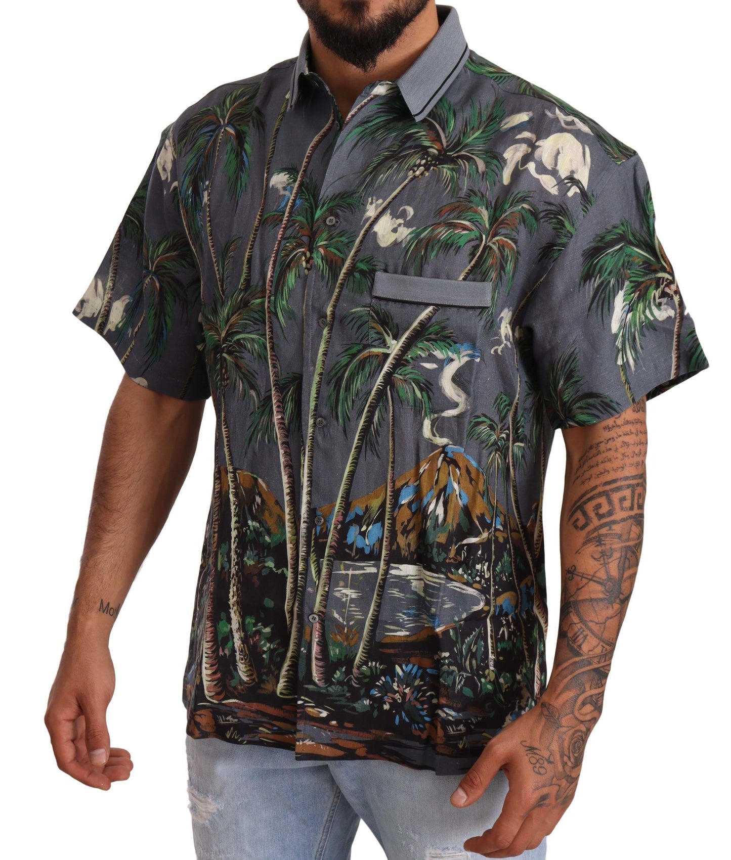 Dolce &amp; Gabbana Tropical Elegance Linen Silk Men's Shirt