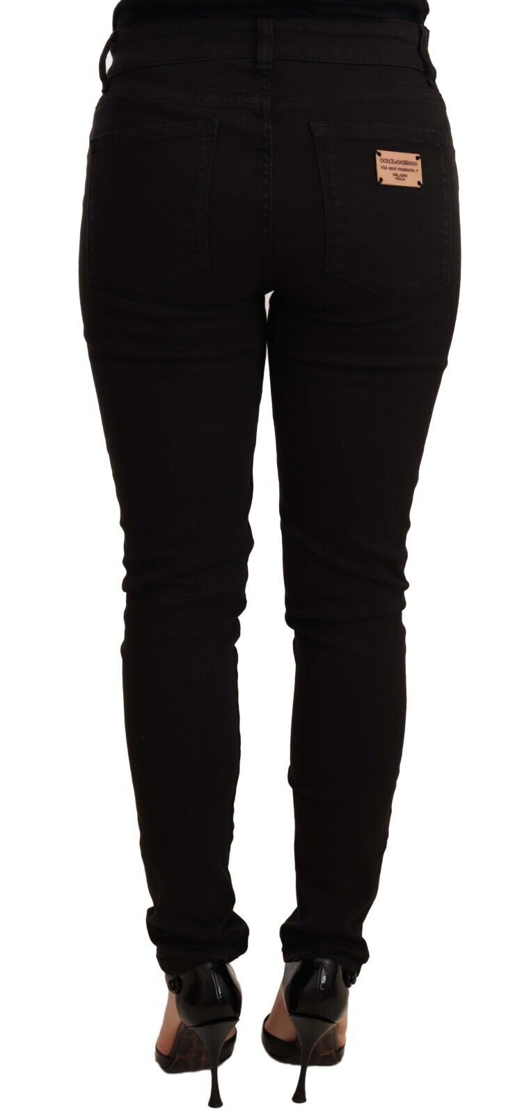 Dolce &amp; Gabbana Chic Black Skinny Denim Jeans with Mid Waist