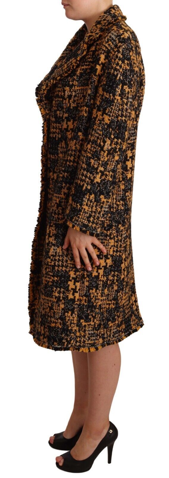 Dolce &amp; Gabbana Multicolor Long Knitted Coat with Notched Lapel