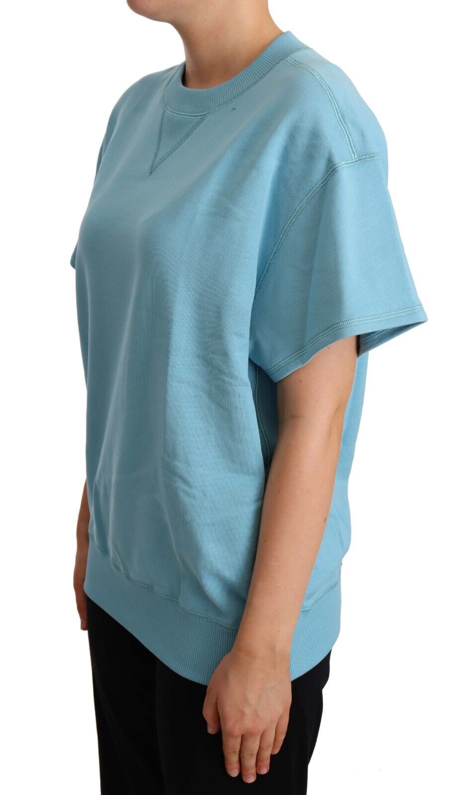 Dolce &amp; Gabbana Elegant blue cotton top with round neck