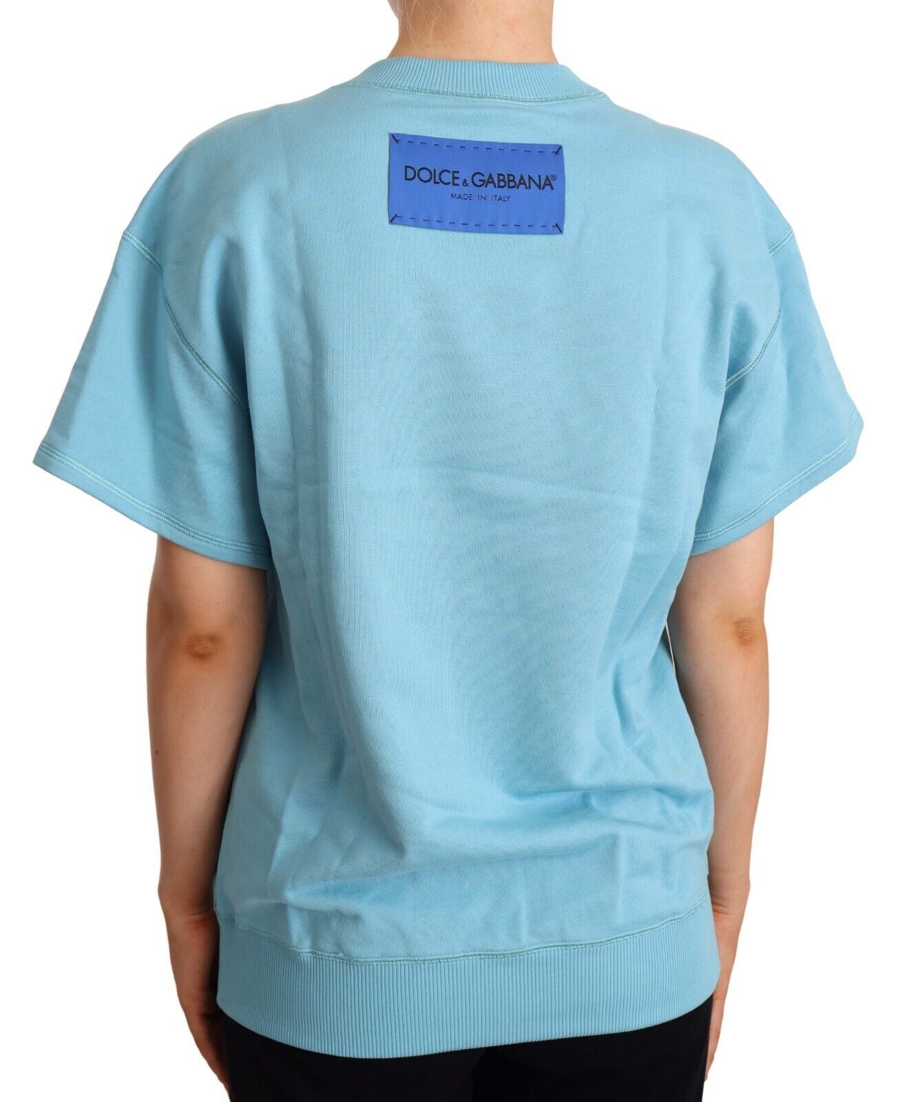 Dolce &amp; Gabbana Elegant blue cotton top with round neck