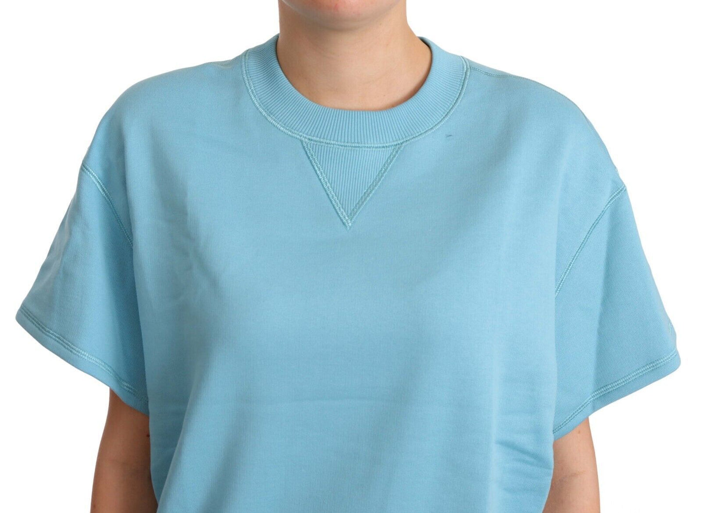 Dolce &amp; Gabbana Elegant blue cotton top with round neck